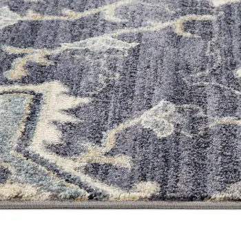 2' X 3' Ivory Gray And Purple Floral Medallion Area Rug