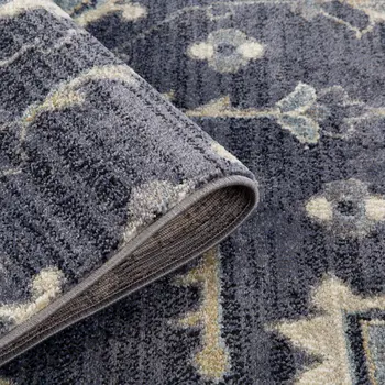 10' Ivory Gray And Purple Floral Medallion Runner Rug