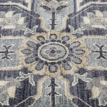 10' Ivory Gray And Purple Floral Medallion Runner Rug