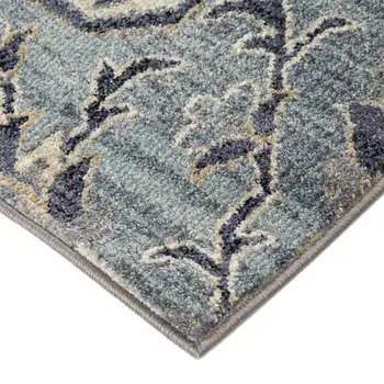 9' X 12' Ivory Gray And Purple Floral Medallion Area Rug