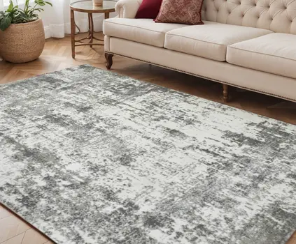 5' X 8' Ivory And Gray Abstract Area Rug
