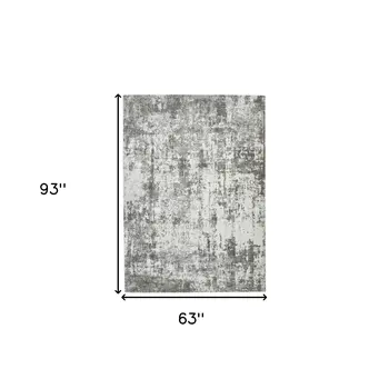 5' X 8' Ivory And Gray Abstract Area Rug