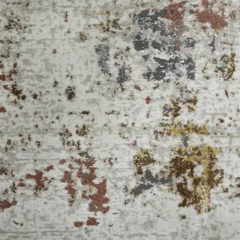 5' X 8' Ivory Red And Gold Abstract Area Rug