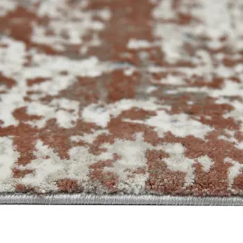 5' X 8' Ivory Red And Gold Abstract Area Rug