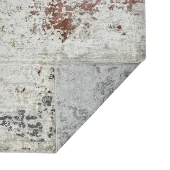 5' X 8' Ivory Red And Gold Abstract Area Rug
