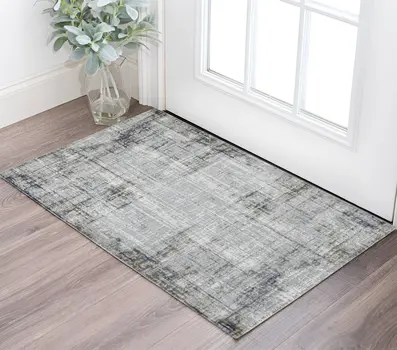 2' X 3' Ivory Blue And Gray Abstract Area Rug