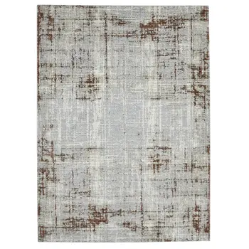 5' X 8' Ivory Red And Gray Abstract Area Rug