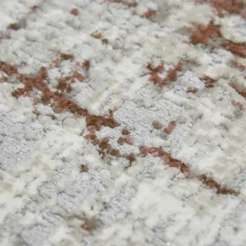 5' X 8' Ivory Red And Gray Abstract Area Rug