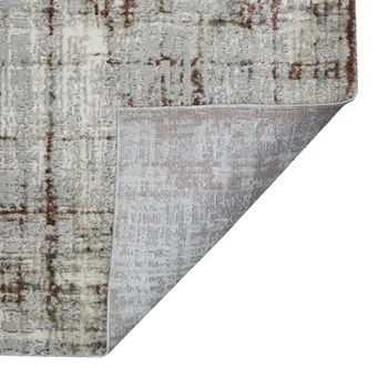 5' X 8' Ivory Red And Gray Abstract Area Rug