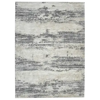 5' X 8' Ivory Beige And Gray Abstract Area Rug