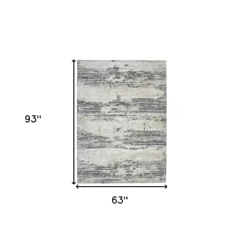 5' X 8' Ivory Beige And Gray Abstract Area Rug