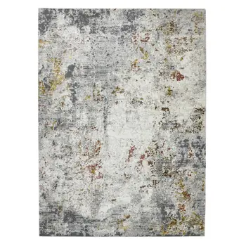 5' X 8' Ivory Gray And Gold Abstract Area Rug