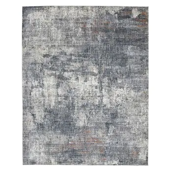 5' X 8' Gray and Ivory Abstract Power Loom Area Rug