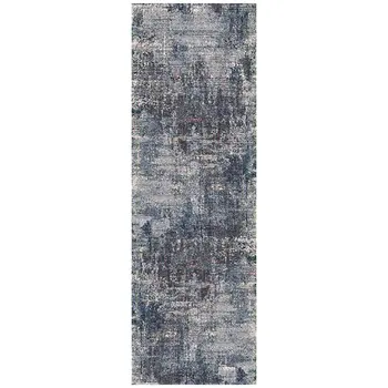 8' Ivory And Gray Abstract Runner Rug