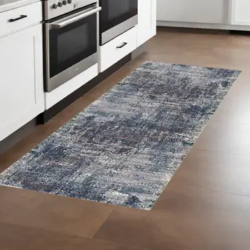 8' Ivory And Gray Abstract Runner Rug