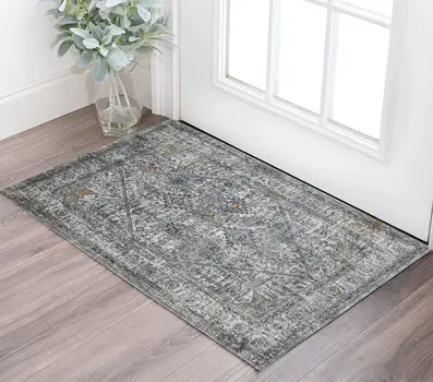 2' X 3' Ivory And Orange Oriental Area Rug