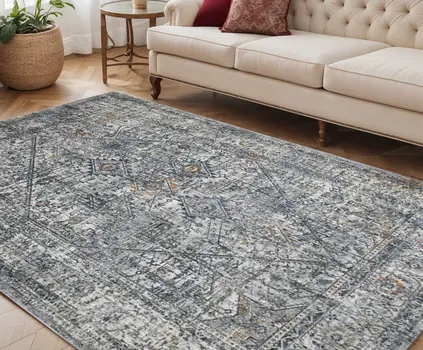 5' X 8' Ivory And Orange Oriental Area Rug