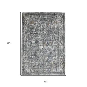 5' X 8' Ivory And Orange Oriental Area Rug