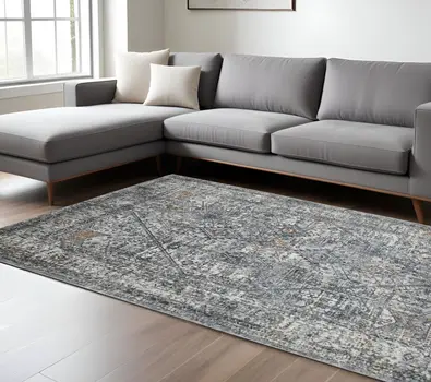 10' X 14' Ivory Gray And Orange Oriental Area Rug