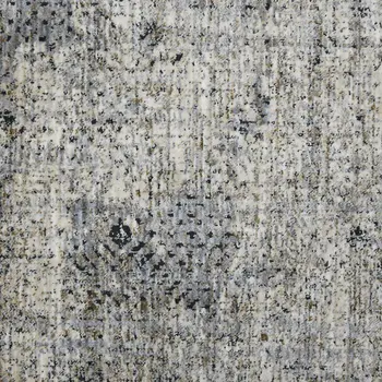 8' Ivory Black And Gray Abstract Runner Rug
