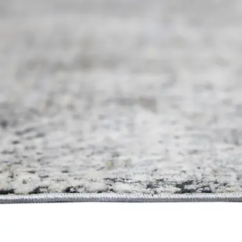 8' Ivory Black And Gray Abstract Runner Rug