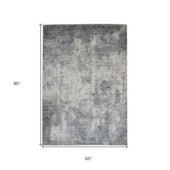 5' X 8' Ivory Black And Gray Abstract Area Rug