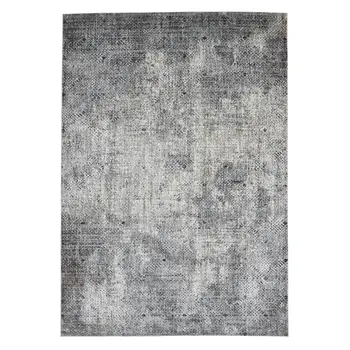 8' X 10' Ivory Black And Gray Abstract Area Rug
