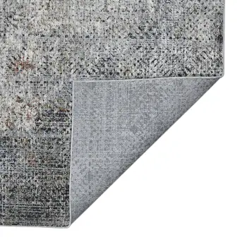 8' X 10' Ivory Black And Gray Abstract Area Rug