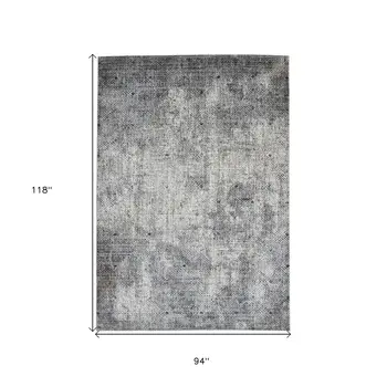 8' X 10' Ivory Black And Gray Abstract Area Rug