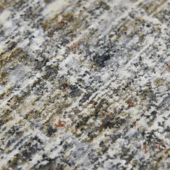 8' Ivory Gray And Orange Abstract Runner Rug