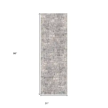 8' Ivory Gray And Orange Abstract Runner Rug