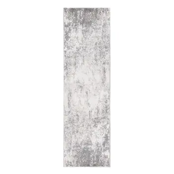 8' Beige Ivory And Gray Abstract Runner Rug