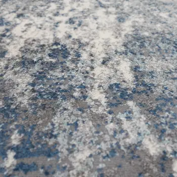 8' Gray And Light Blue Abstract Runner Rug