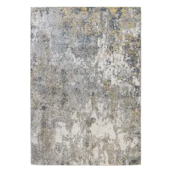 2' X 3' Ivory Blue And Yellow Abstract Area Rug