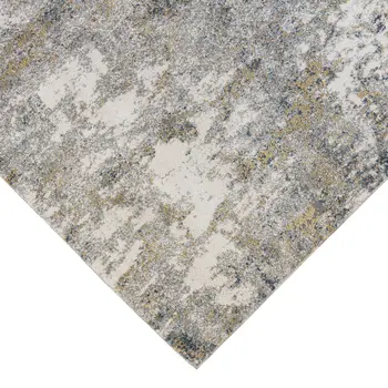 2' X 3' Ivory Blue And Yellow Abstract Area Rug