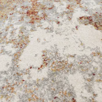 9' X 12' Ivory Red And Cream Abstract Area Rug