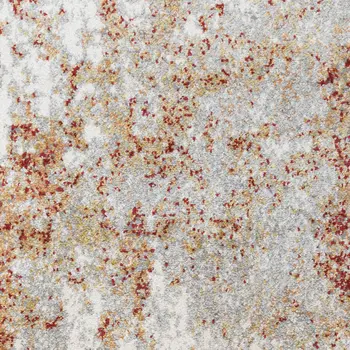 8' X 10' Ivory Red And Cream Abstract Area Rug
