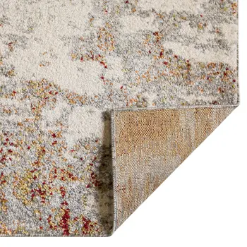8' X 10' Ivory Red And Cream Abstract Area Rug