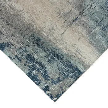9' X 12' Dark Blue And Gray Abstract Area Rug
