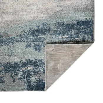 8' Dark Blue And Gray Abstract Runner Rug