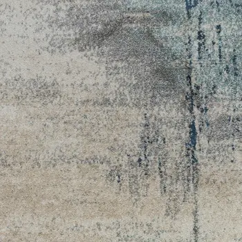 8' Dark Blue And Gray Abstract Runner Rug