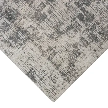 8' Gray and Beige Abstract Power Loom Runner Rug