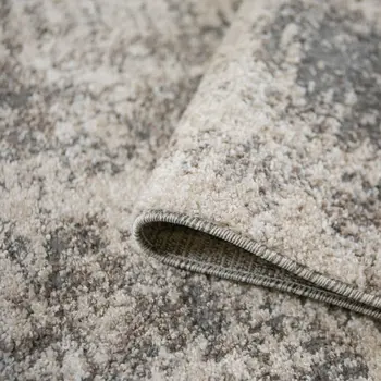 8' Gray and Beige Abstract Power Loom Runner Rug