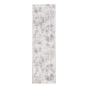 8' Gray and Beige Abstract Power Loom Runner Rug