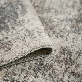 8' Gray and Beige Abstract Power Loom Runner Rug