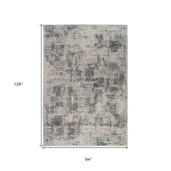 8' X 10' Gray and Beige Abstract Power Loom Area Rug