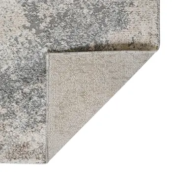 8' Cream and Gray Abstract Power Loom Runner Rug