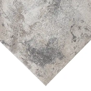 8' Cream and Gray Abstract Power Loom Runner Rug