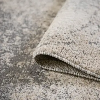 8' Cream and Gray Abstract Power Loom Runner Rug