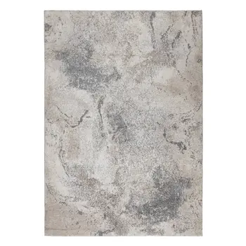 5' X 8' Cream and Gray Abstract Power Loom Area Rug
